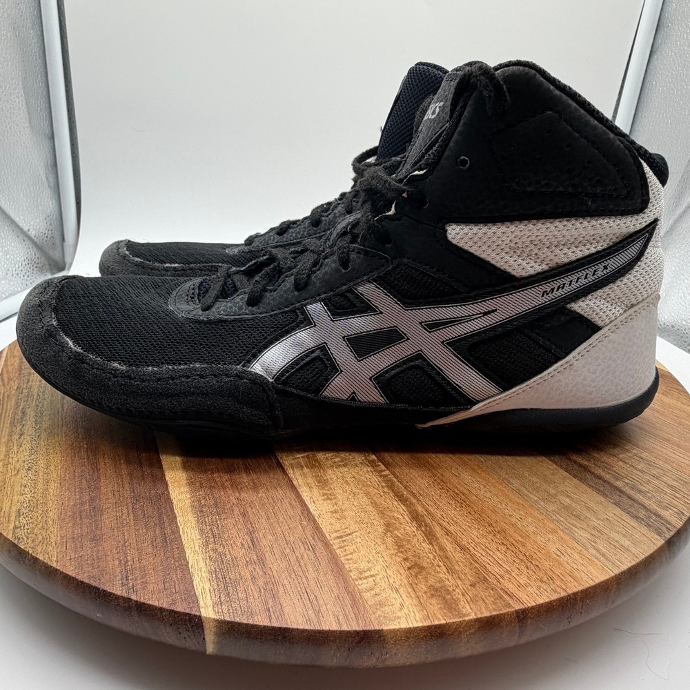 Asics Matflex 6 Men's Size 7 1/2 Wrestling Shoes Black Silver Sneakers  0413